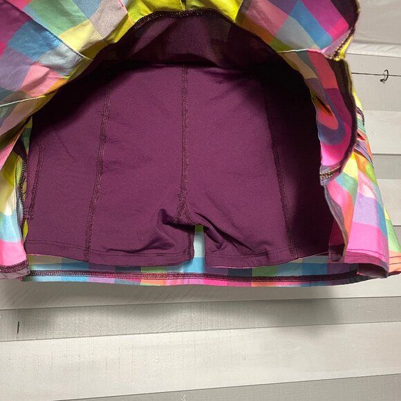 EUC Lululemon Run Pace Setter Skirt Sea Check Multi Plum skort Women's 4 6 Small - Picture 5 of 11